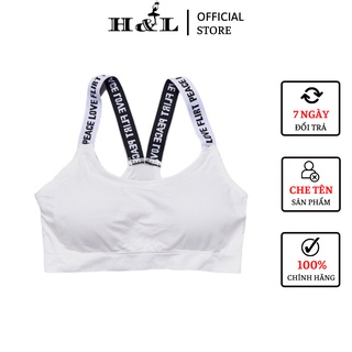 Áo bra tập gym 2 dây chéo lưng họa tiết chữ nổi bật, tập thể thao cực mát HLBOUTIQUE 1102