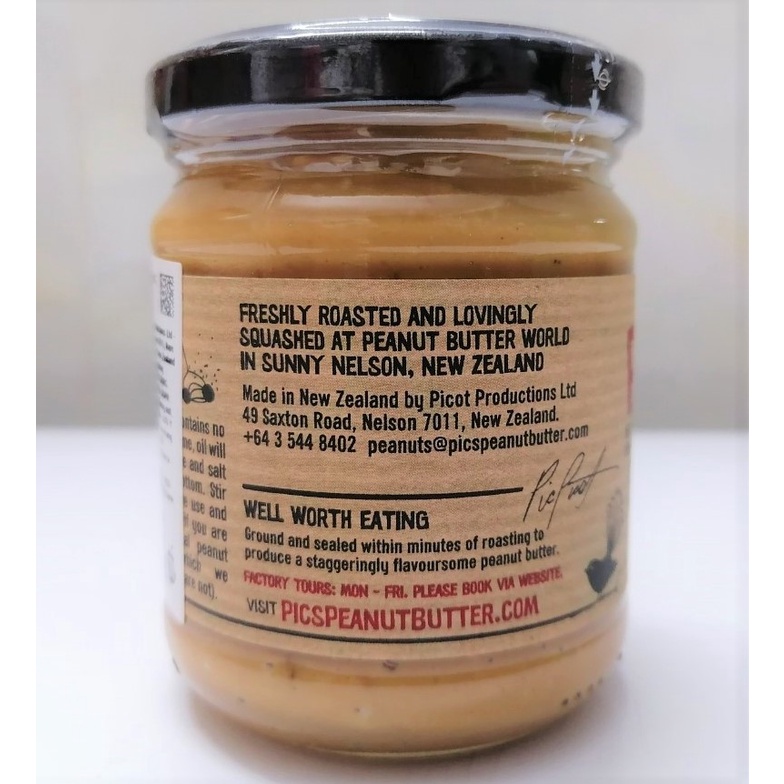 [Lọ nhỏ 195g – Nắp Đen] BƠ ĐẬU PHỘNG HẠT [New Zealand] PIC’S Peanut Butter Crunchy (nvt-hk)