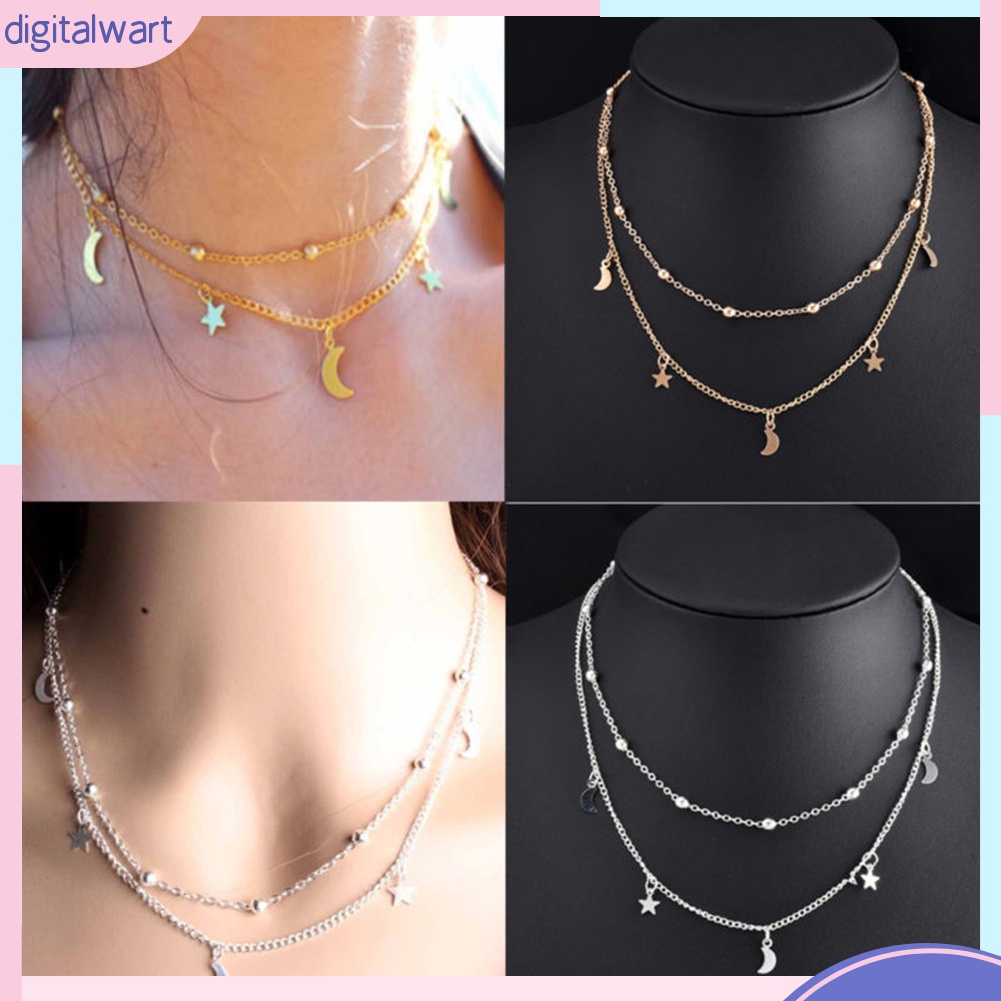 Dây Chuyền Nhiều Lớp Mặt Trăng Sao Thời Trang