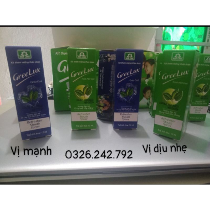 😍🌟[ Cam Kết Chất Lượng ]Xịt Thơm Miệng Greelux Extra Cool Thảo Dược chai 12ml - gree lux bạc hà bình nhôm mini