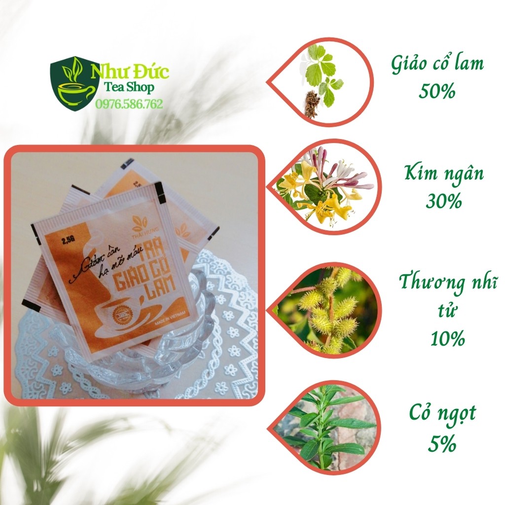 Trà Giảo Cổ Lam Thái Hưng Giảm Cân Hạ Mỡ Máu 1 Túi Lọc 2,5gr | BigBuy360 - bigbuy360.vn