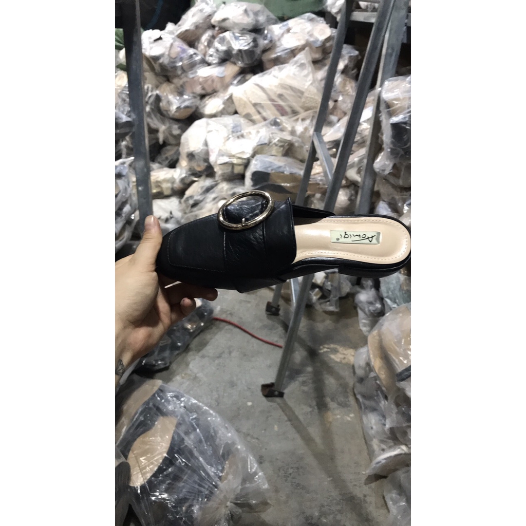 Giày sục nữ khuy tròn chất da mềm êm chân siêu xinh