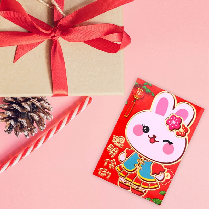Set 6 Bao Lì Xì Năm Mới 2023 Dày Dặn Màu Đỏ Phong Cách Trung Hoa