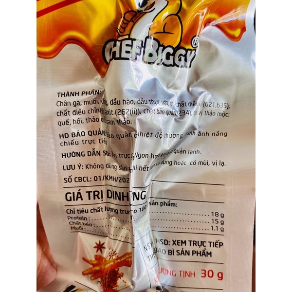 CHÂN GÀ ĂN LIỀN CHEF BIGGY VỊ MẬT ONG/CAY 30G
