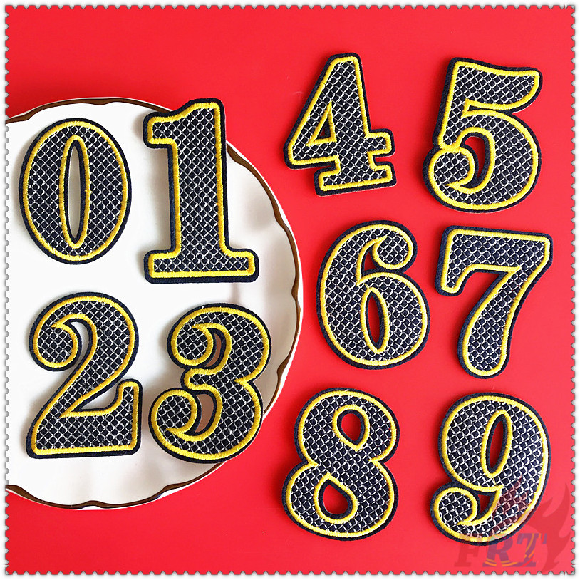 Miếng vá thêu trang trí quần áo hình chữ số nhiều màu sắc