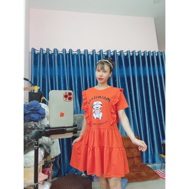 váy baby doll hoạ tiết em bé