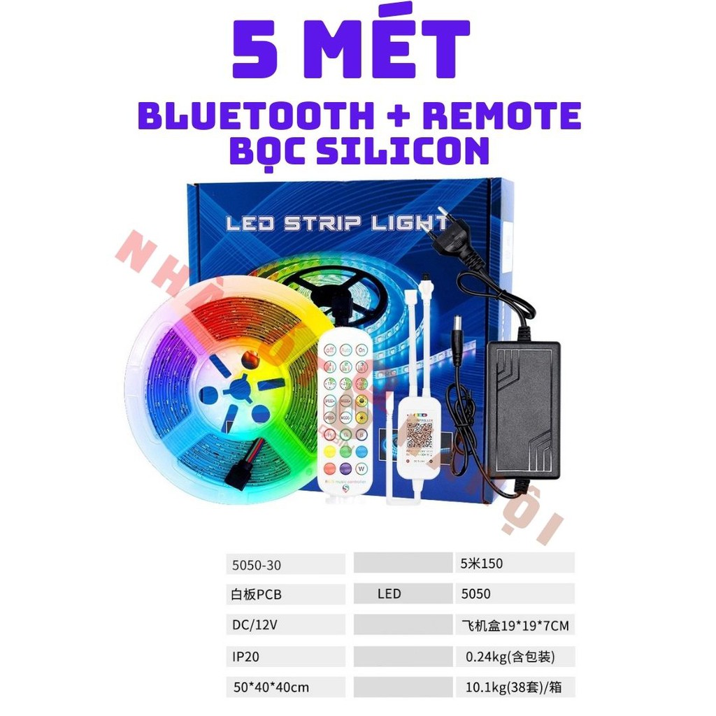 Đèn led tiktok 10M led nháy theo nhạc cảm âm 5050 2 chế độ dùng app và điều khiển remote kèm sạc 12V lớn
