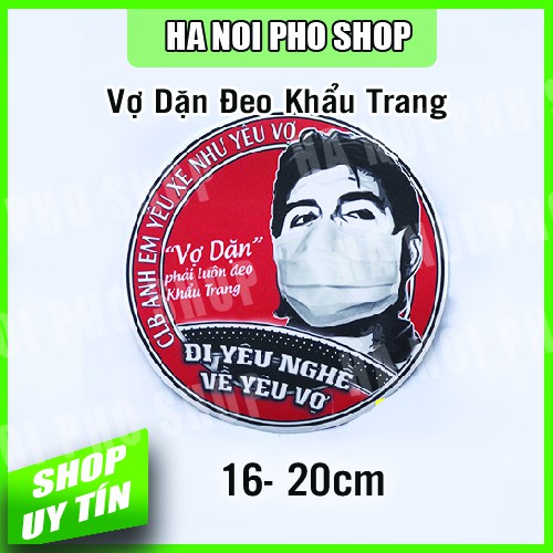 Cặp 02 Tem Vợ dặn Đeo Khẩu trang - Hình Dán trang trí xe tải [Kèm quà tặng 10k]