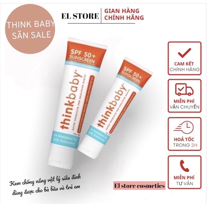 Kem chống nắng vật lý Thinkbaby SPF 50+dùng được cho bà bầu và trẻ nhỏ