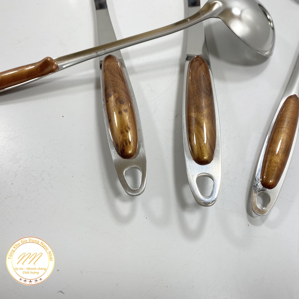 Muôi Múc Canh Inox Vân Gỗ - Muôi Múc Canh Inox Cao Cấp