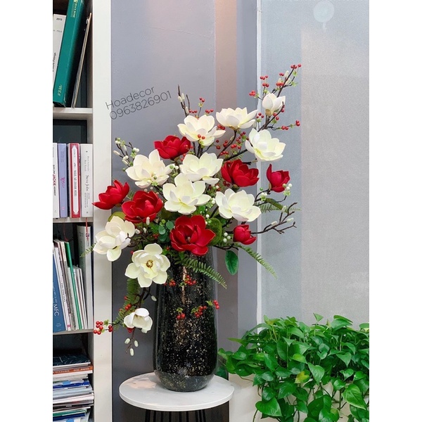 Bình hoa mộc lan giả chất liệu PU cao cấp trưng bày phòng khách…