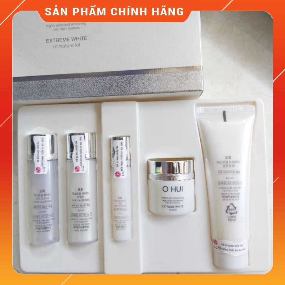 Set dưỡng trắng da mờ thâm nám tàn nhang Ohui Extreme White 5 món