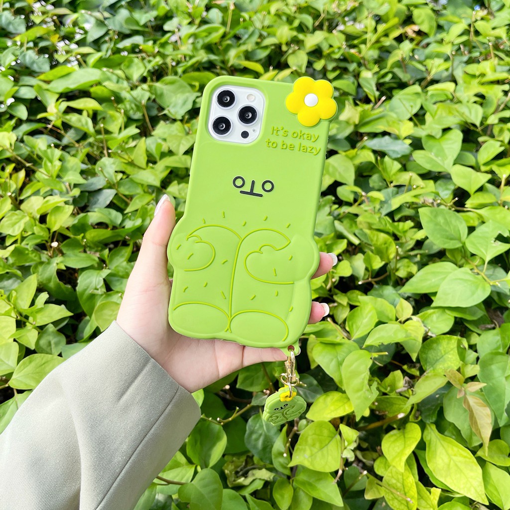 Ốp Điện Thoại Silicon Mềm Hình Gấu Và Xương Rồng Màu Xanh Lá Cho iphone 13 pro max 12 pro max 11 pro max xs max xr x 7 8 plus