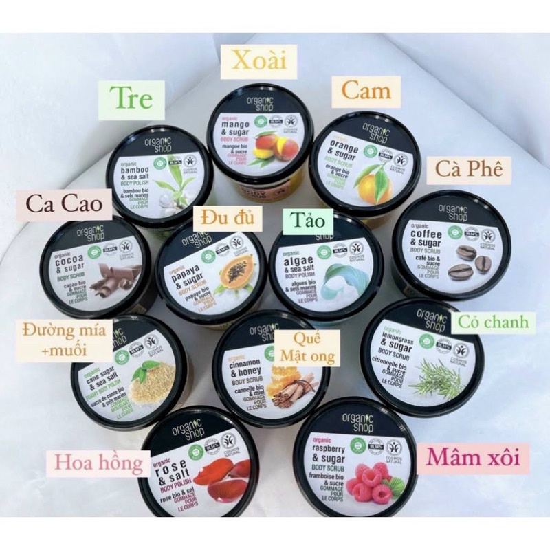 Kem tẩy da chết body Organic Shop