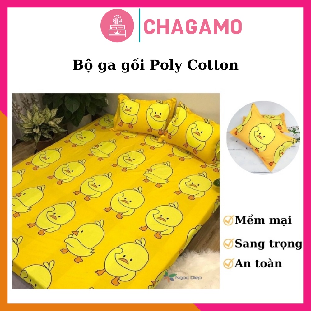 Bộ ga kèm đôi vỏ gối poly cotton siêu ngộ nghĩnh m6 hoặc m8