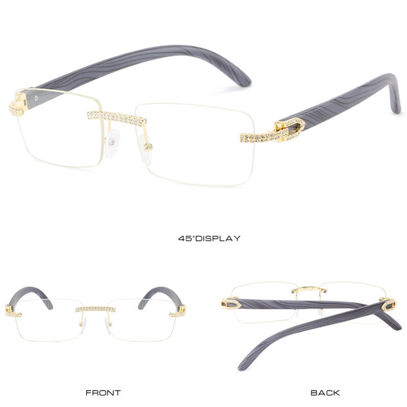 Kính Mát Gọng Vuông Đính Đá Chất Lượng Cao Phong Cách Âu Mỹ Thời Trang