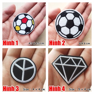  Patch vải thêu hình quả bóng hòa bình - Sticker ủi vá quần áo S425 