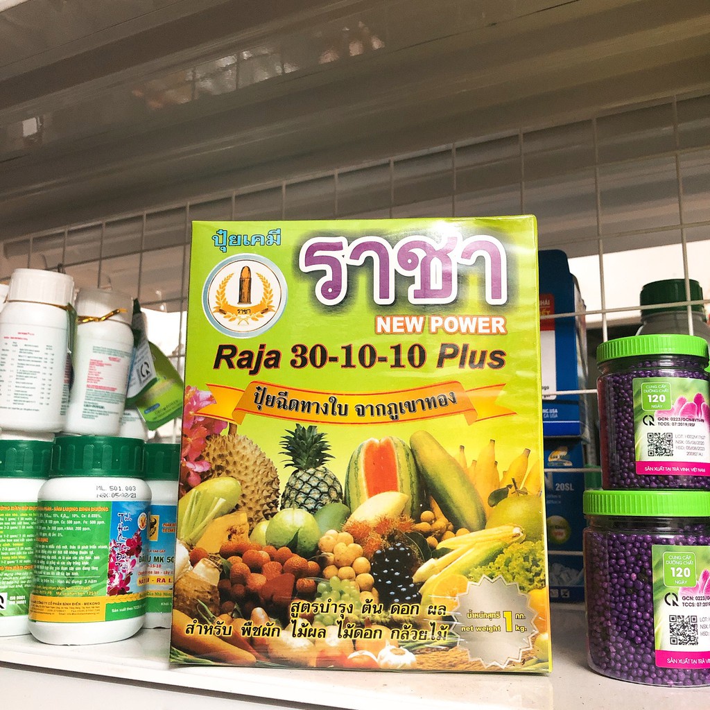 Phân bón kích thích nảy chồi lá Raja 30-10-10 Plus Thái lan (hộp 1kg)