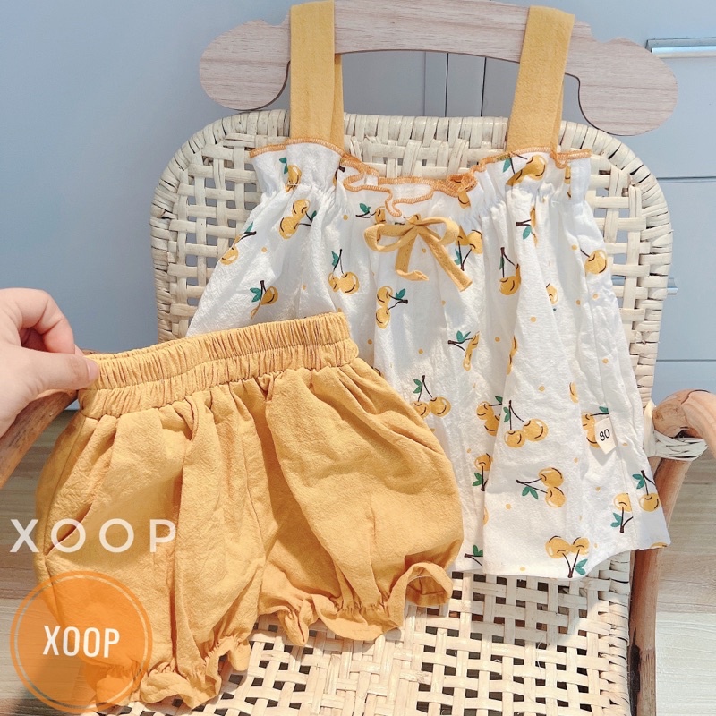 Bộ 2 dây quả quả vàng đỏ đính nơ cho bé gái (8-22kg)