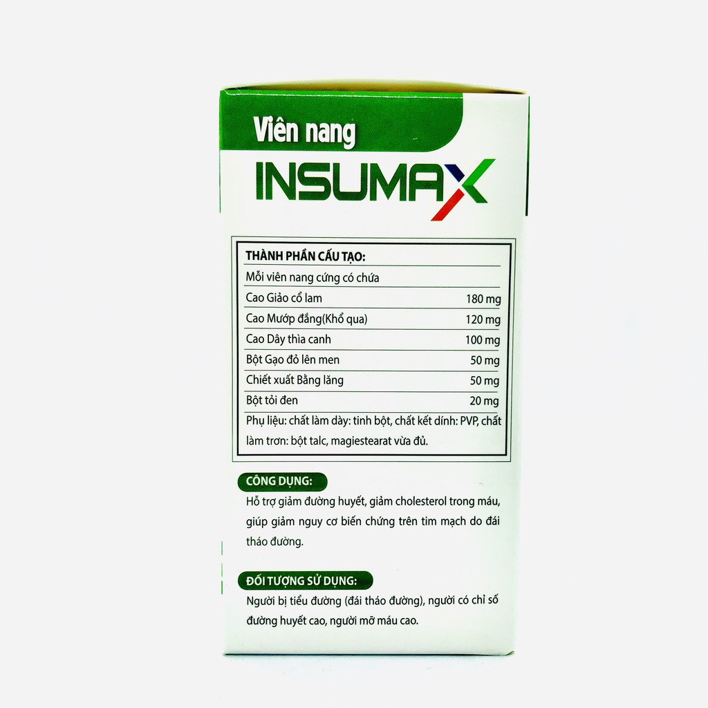 INSUMAX- Hỗ trợ bệnh nhân Đái Tháo Đường, giúp ổn định đường huyết (Lọ 60 viên)