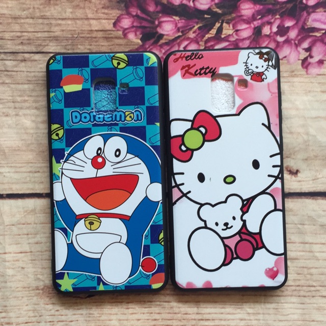 Ốp galaxy A8 plus 2018 viền dẻo họa tiết nổi 4D hình thú siêu kute