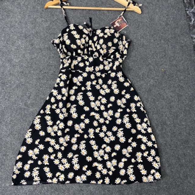 Đầm nữ hai dây dáng xoè hoạ tiết cúc hoạ mi trắng chất đũi ca o cấp mền mịn thích hợp mặc đi tiệc, mặc đi chơi | BigBuy360 - bigbuy360.vn