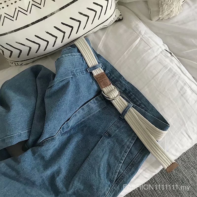 Thắt Lưng Vải Canvas Khóa Tròn Đôi Kiểu Hàn Quốc Thiết Kế Đơn Giản Thời Trang Cho Nam