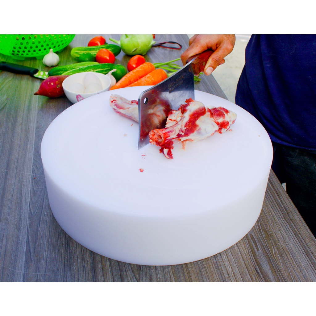 Thớt nhựa nhà hàng KT 50 dày 10 cm, có quai xách, Chất liệu PE nguyên khối, Hàng việt nam chất lượng cao