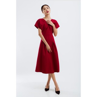 Edini - d1211 đầm đỏ xoắn ngực