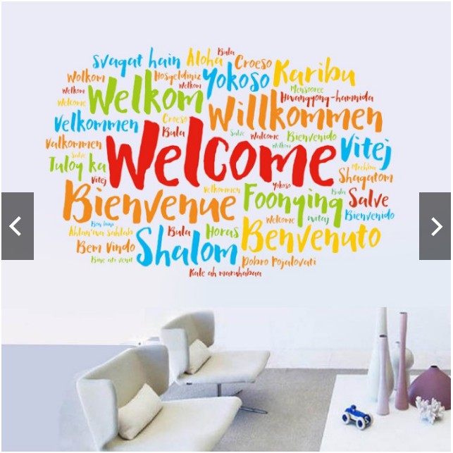 Decal trang trí chữ Tiếng Anh WELCOME