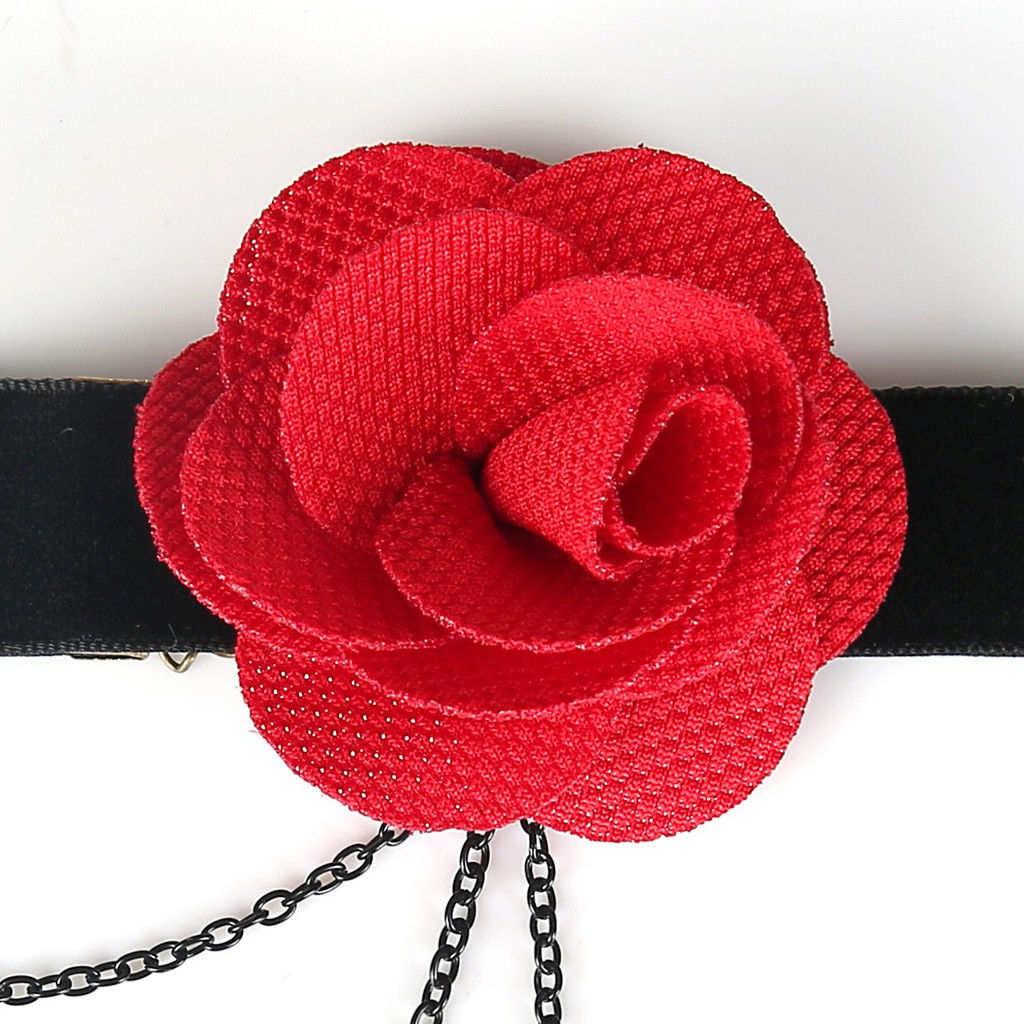 Vòng cổ nữ choker nỉ nhung hoa hồng nữ tính