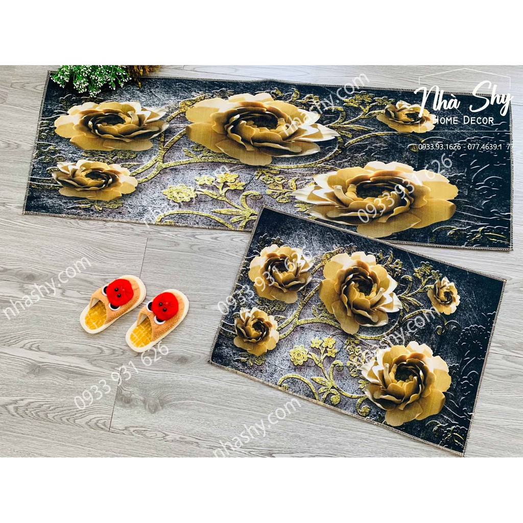 BỘ 2 THẢM BẾP 3D CHỐNG TRƠN TRƯỢT (40x60cm - 40x120cm)