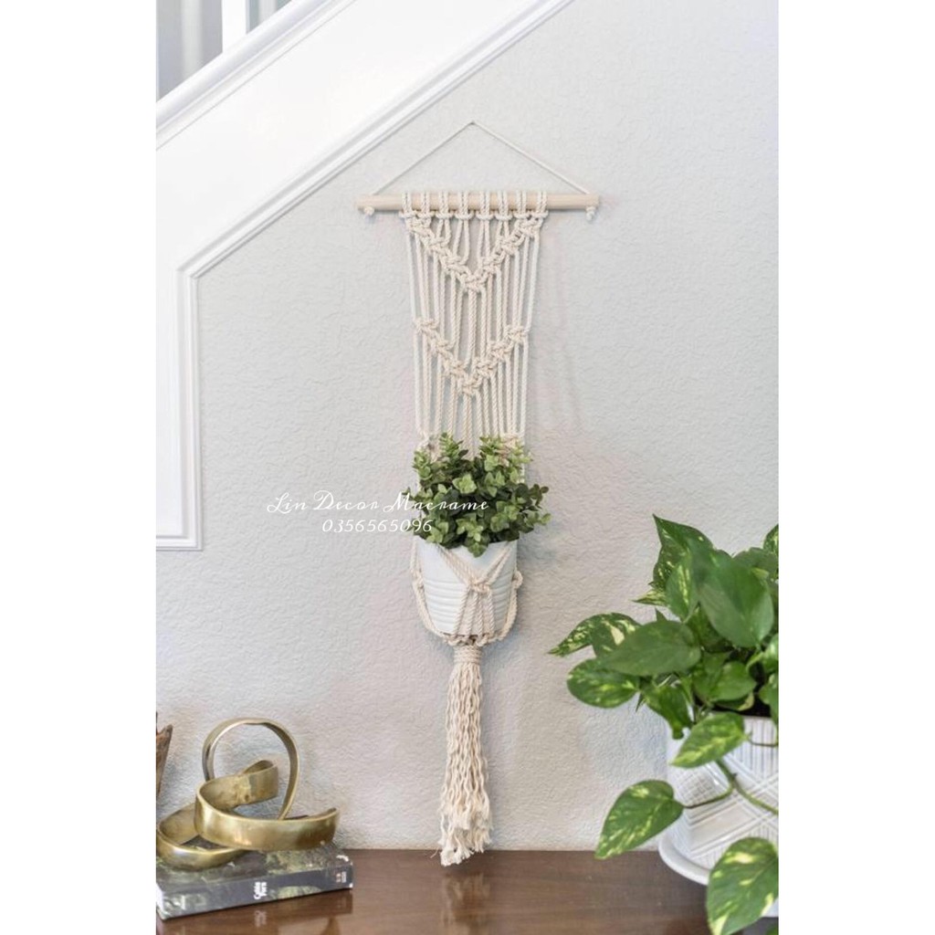 Macrame Treo Cây Trang Trí Nhà Cửa Size 20x65cm