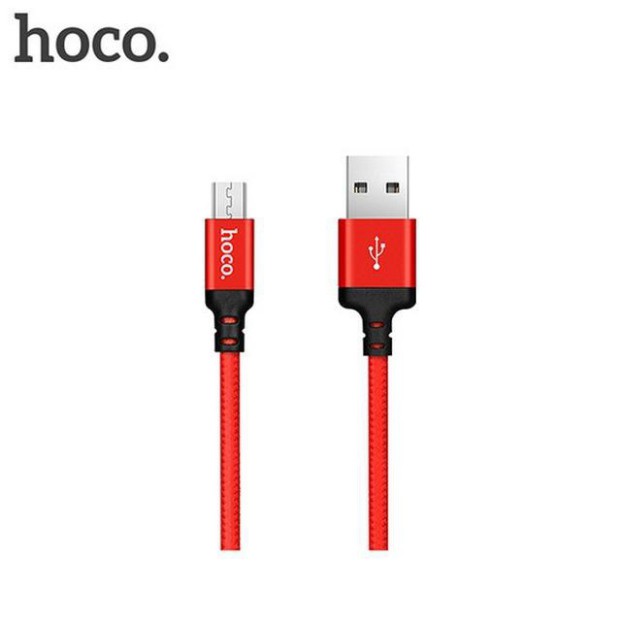 Cáp Micro USB Hoco bọc dù cao cấp X14 dùng cho máy android màu đen, màu đỏ 1m , 2m Shoptido