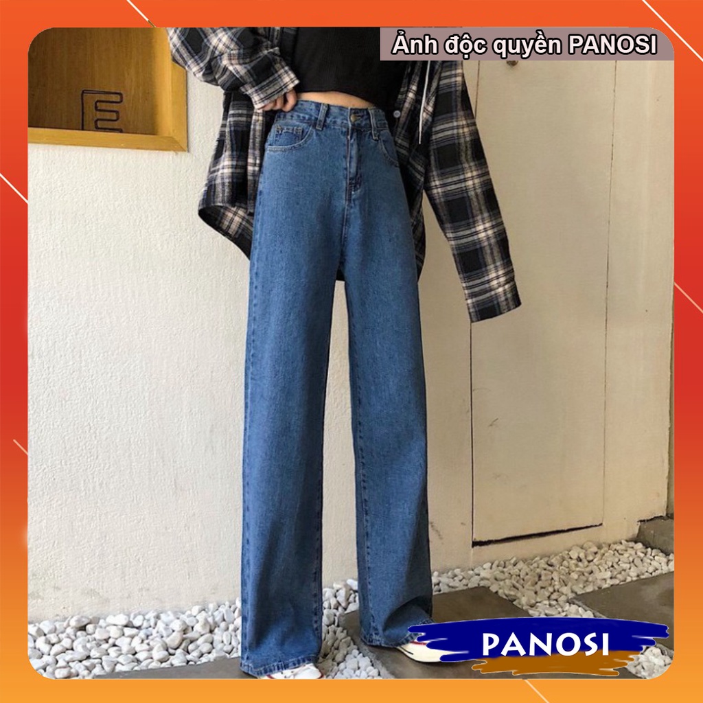 Quần bò nữ - quần jeans ống rộng lưng cao, vải bò dày đẹp , không giãn ,dáng suông - Q433