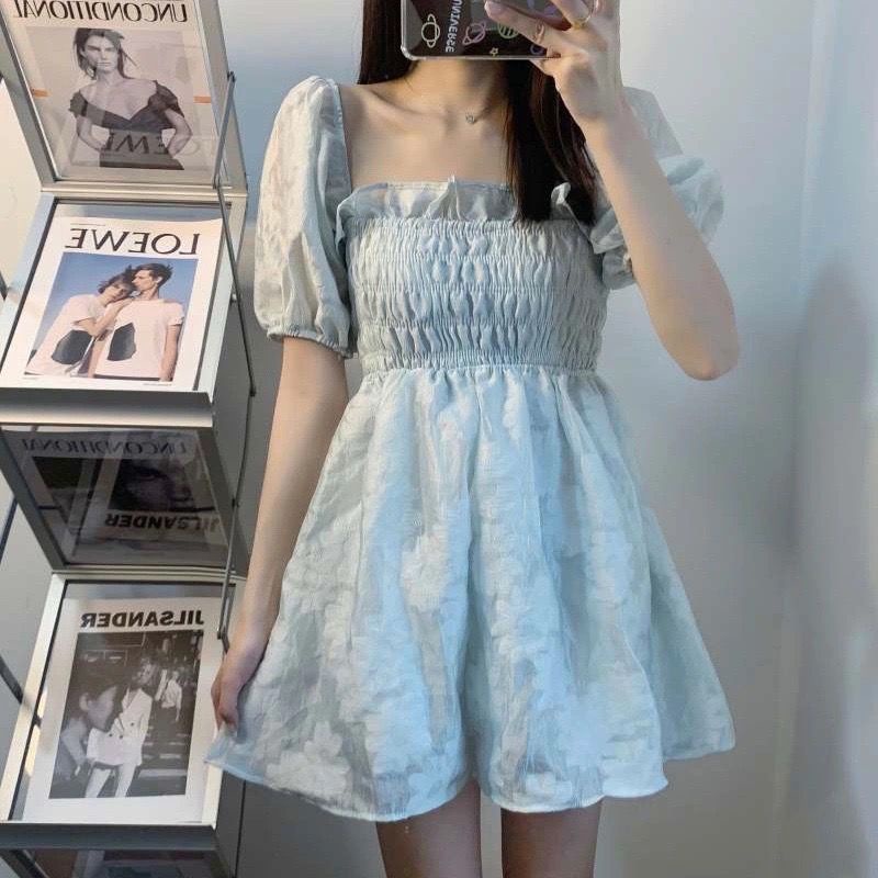 Đầm Công Chúa Tay Phồng Trễ Vai Dáng Ôm Thời Trang Mới Ngọt Ngào Cho Nữ