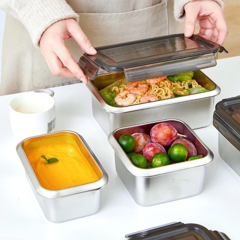 Set Hộp bảo quản thực phẩm bằng inox 316 cao cấp sử dụng được trong lò vi sóng, hộp trữ đông tủ lạnh