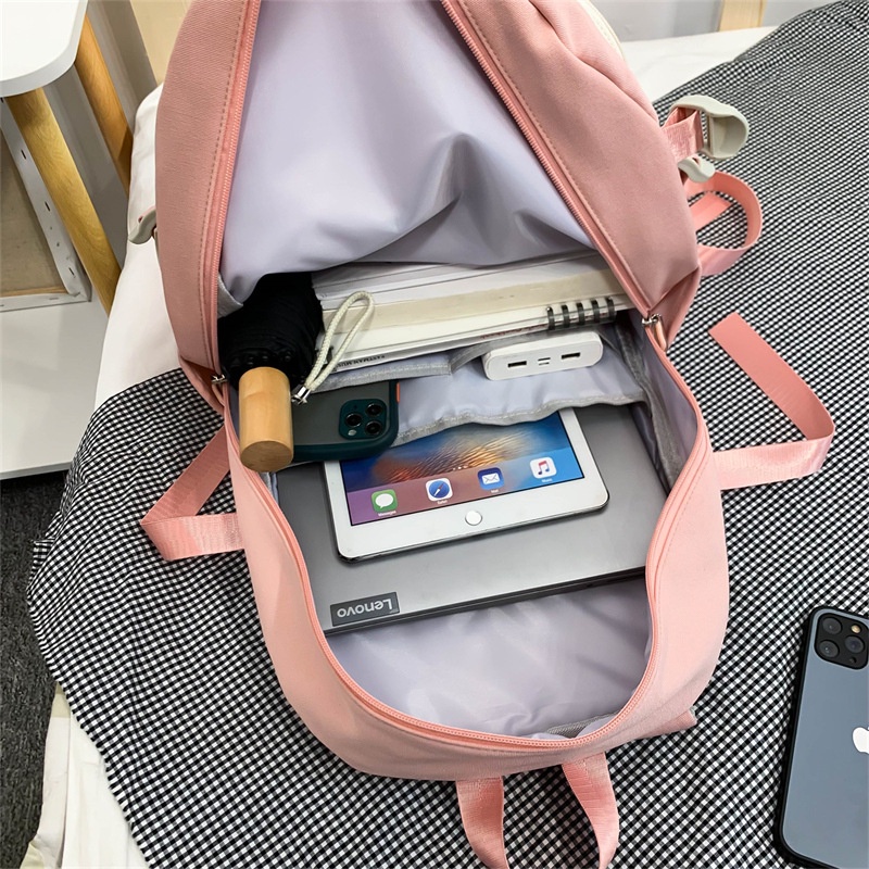 Cặp đi học nữ thời trang hàn quốc vải nylon chống nước màu pastel trơn dễ thương đáng yêu giá rẻ 3616