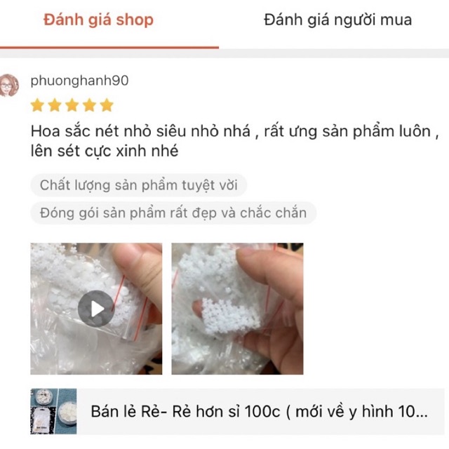 Bán lẻ Rẻ- Rẻ hơn sỉ 100c  chiếc hoa sứ trắng trang trí móng tay