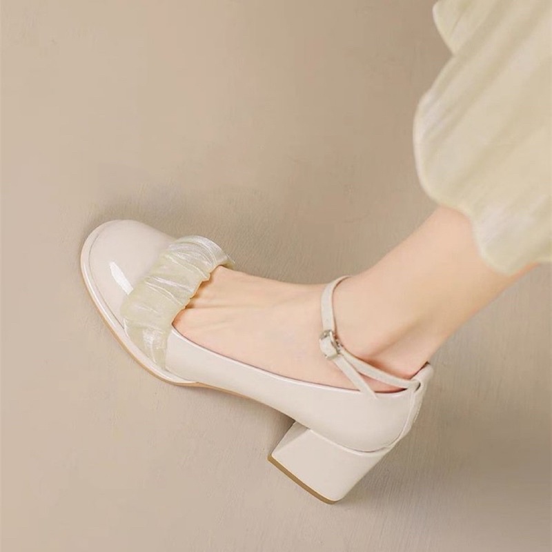 [Sẵn]✨Giày Cao Gót Tiểu Thư Lolita 6cm mix ren (Size 35-39) C199