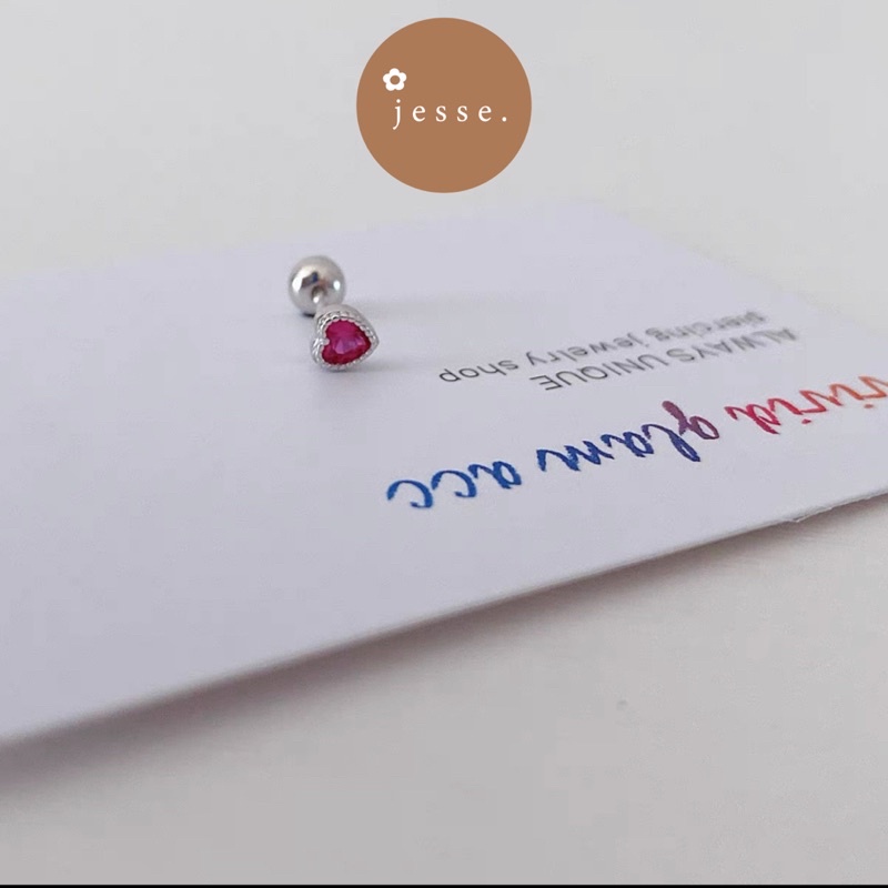 Khuyên tai tim nhiều màu không gỉ T6 jesse store