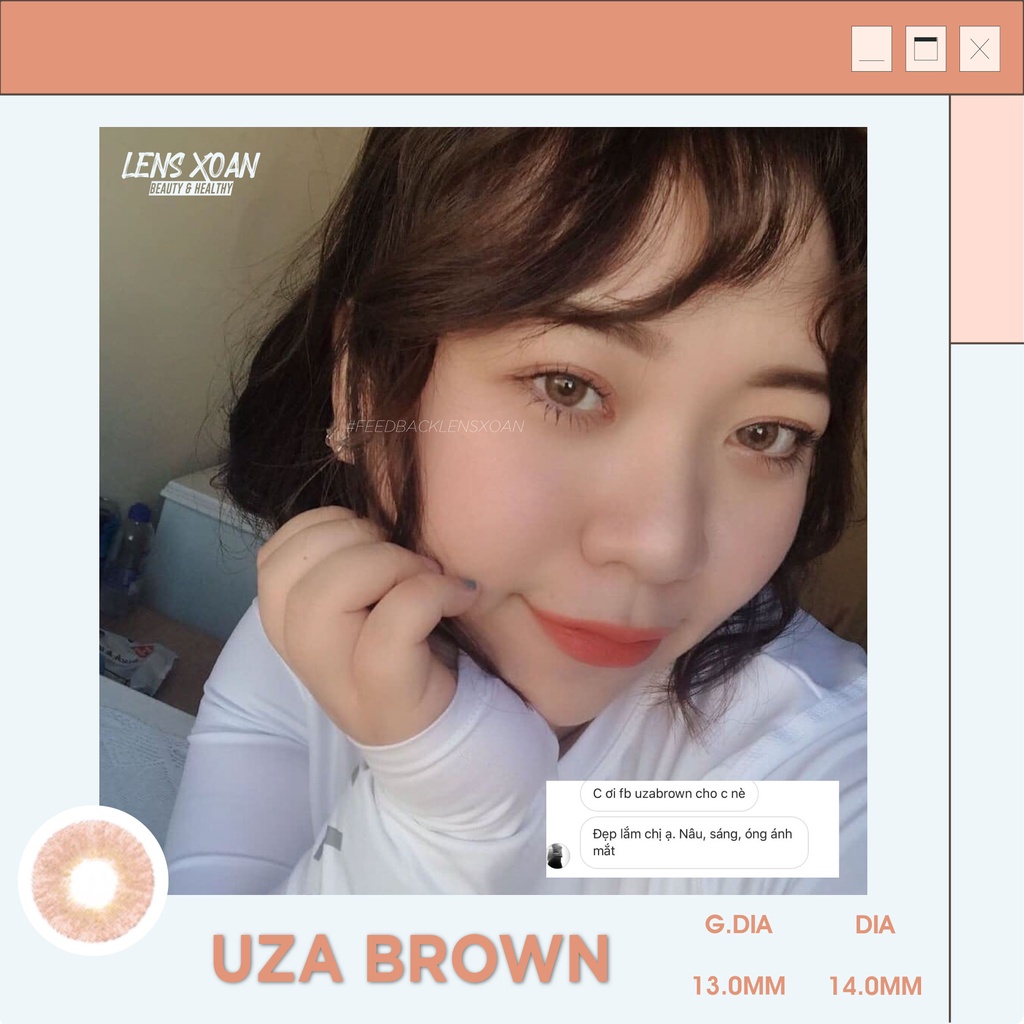 KÍNH ÁP TRÒNG UZA BROWN- HERA : LENS NÂU CAM TÂY KHÔNG VIỀN | LENS XOẮN