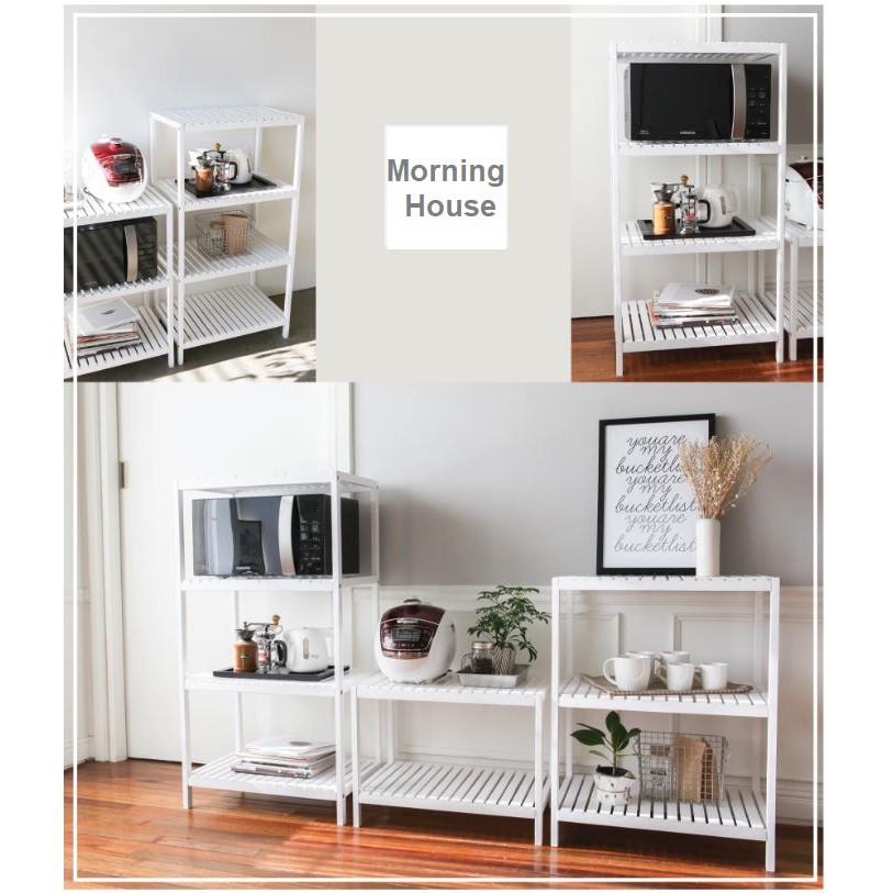 Kệ Lò Vi Sóng 4 Tầng Màu Trắng Morning House Dài 60cm x Cao 114cm- Kệ Lò Vi Sóng Đa Năng Tiện Ích