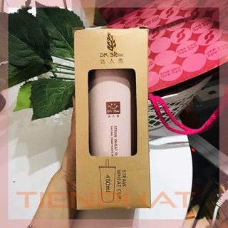 ok Ly giữ nhiệt lúa mạch 450ml có nắp và ống hút