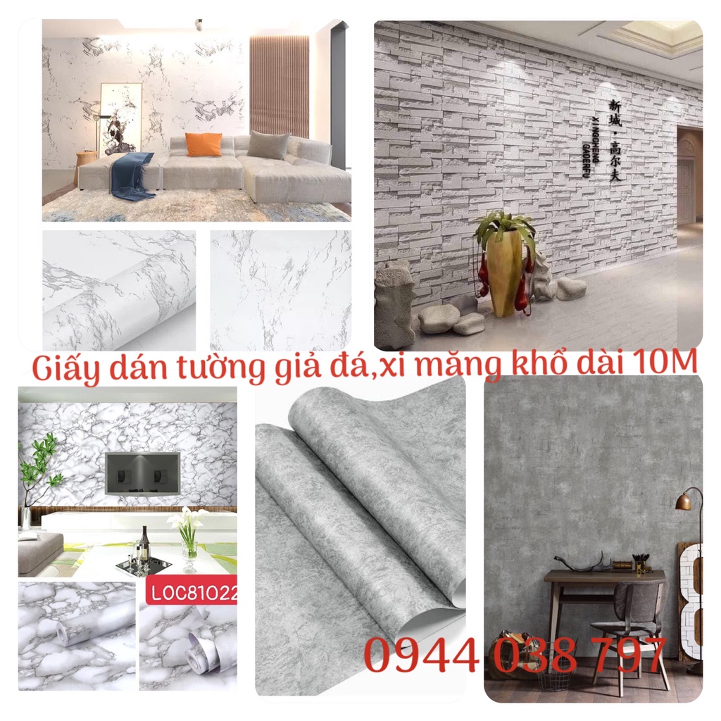 Giấy dán tường giả vân đá, vân xi măng khổ 45cmx10m