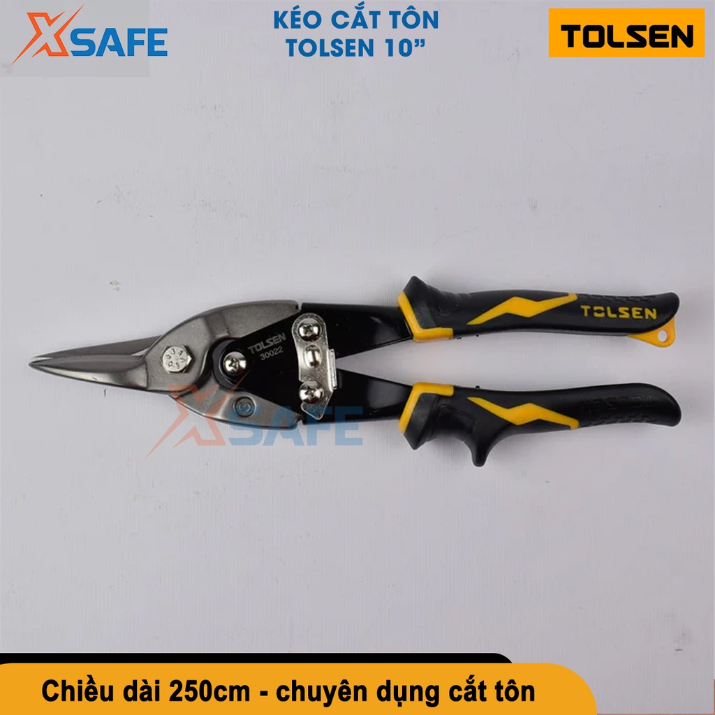Kéo cắt tôn Tolsen 250mm  chất liệu thép không gỉ, tay cầm bằng nhựa cao cấp chống trơn trượt, chống va đập [CHÍNH HÃNG]