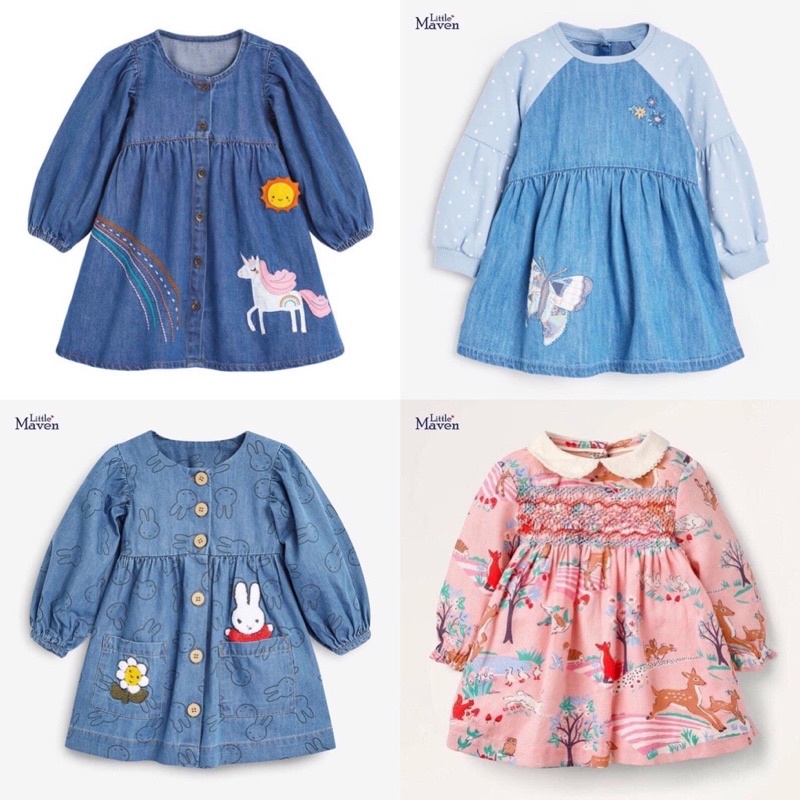 Váy bé gái Little Maven váy jeans chất đẹp