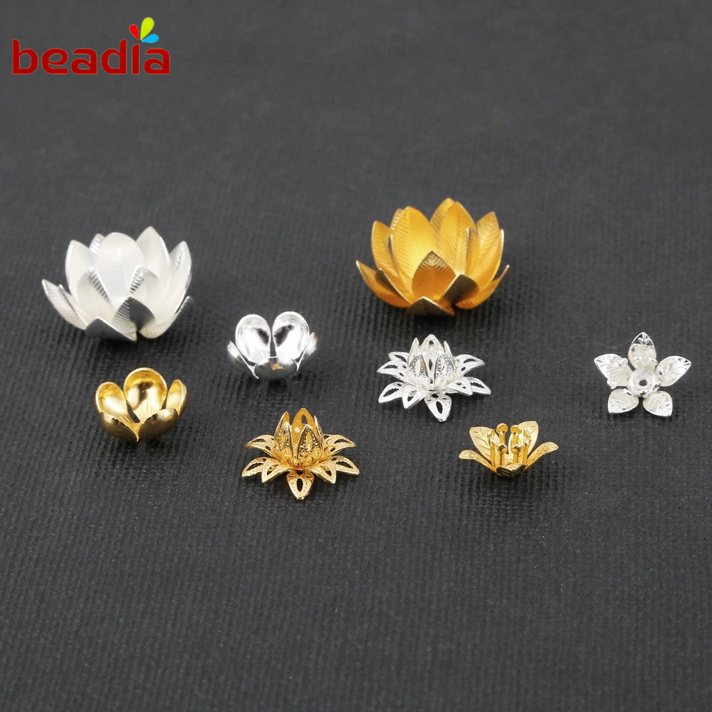 Nắp gắn hạt cườm Beadia hình hoa sen bằng đồng làm đồ trang sức thủ công tiện dụng
