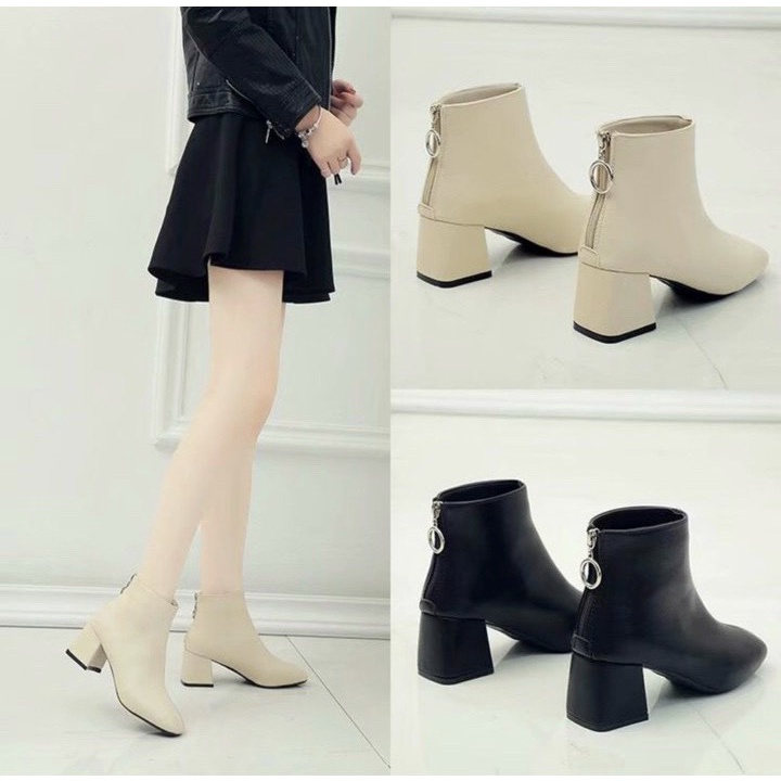 XẢ KHO (S99) Bốt nữ da sần khóa tròn sau (mã A11-2)