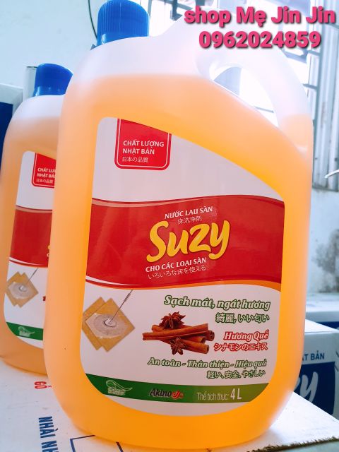 Nước lau sàn nhà SUZY Nhật Bản 4L diệt khuẩn,đuổi muỗi an toàn cho bé chống trơn trượt - thành phần HỮU CƠ.